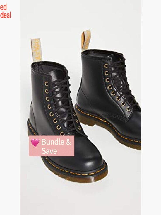 8 Eye Lace-Up Combat Boot with Yellow Stitching